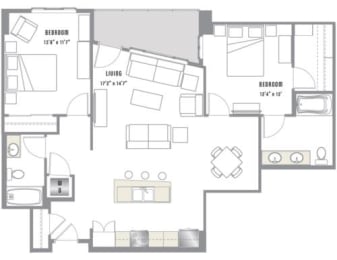 B3 Floor Plan at 2020 Lawrence, DENVER, Colorado