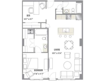 B1 Floor Plan at 2020 Lawrence, DENVER
