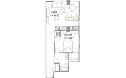 A6 Floor Plan at 2020 Lawrence, DENVER, 80205