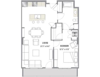 A7 Floor Plan at 2020 Lawrence, DENVER, Colorado