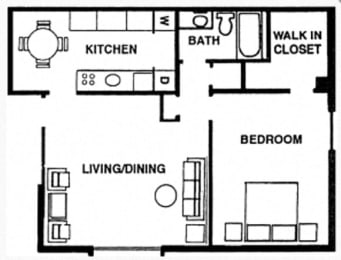  Floor Plan 1 Bedroom 1 Bath