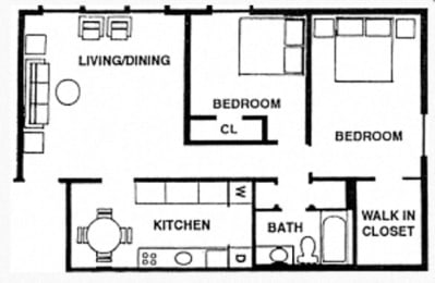  Floor Plan 2 Bedroom 1 Bath