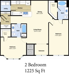  Floor Plan Two Bedroom Two Bath C