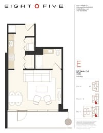 Studio1W Floor Plan at Eight O Five, Chicago, Illinois