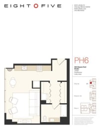 Studio2PH Floor Plan at Eight O Five, Chicago
