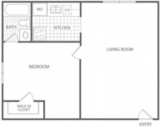  Floor Plan 1 Bed 1 Bath - HC-B
