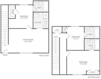  Floor Plan 3 Bed 3 Bath - HC-F Townhome