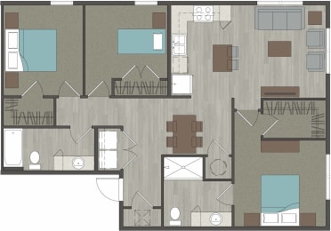 Lofts at LaVilla 3 Bedroom, 2 Bathroom