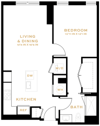  Floor Plan 1 Bedroom - 1 Bath | A01