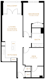  Floor Plan 1 Bedroom Den - 1 Bath | AD02
