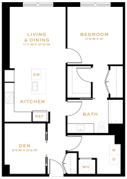  Floor Plan 1 Bedroom Den - 1 Bath | AD03B (Floorplan Photos Available)