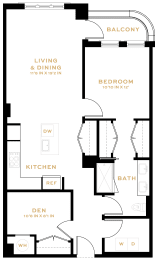  Floor Plan 1 Bedroom Den - 1 Bath | AD07