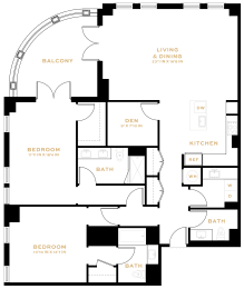  Floor Plan 2 Bedroom Den - 2.5 Bath | BD03