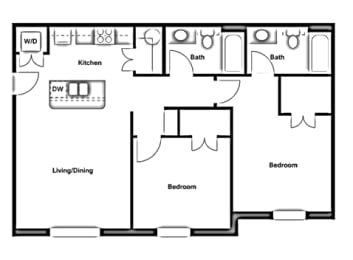 B1 Floor Plan at The Liberty Lofts, Gainesville, 76240