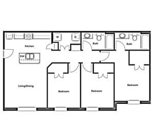 C1 Floor Plan at The Liberty Lofts, Gainesville, Texas