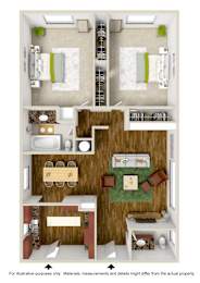 Floor Plan 2 Bedroom 1 1/2 Bath