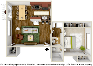  Floor Plan 1 Bedroom 1 Bath