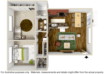  Floor Plan 2 Bedroom 1 Bath