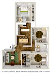  Floor Plan 3 Bedroom 1 3/4 Bath