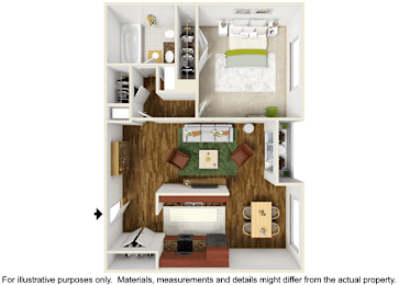  Floor Plan 1 Bedroom 1 Bath
