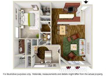 2 Bed 2 Bath Floor Plan at Parkway Plaza Apartments, Culver City, CA