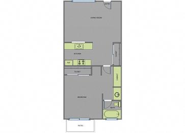  Floor Plan 1 Bedroom 1 Bath