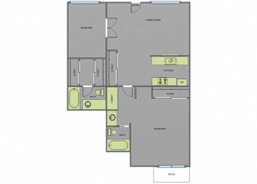  Floor Plan 2 Bedroom 2 Bath