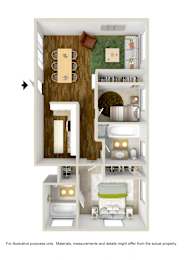  Floor Plan 2 Bedroom 1 Bath