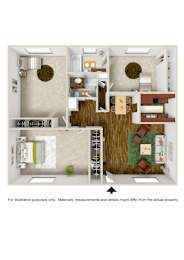 3 bedroom 2 bathroom 3D