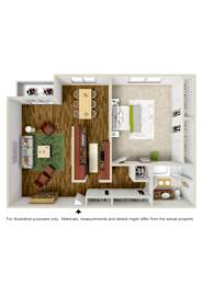  Floor Plan 1 Bedroom 1 Bath