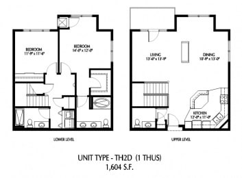 2BRM-D Floor Plan at 808 Berry Place, Saint Paul, MN