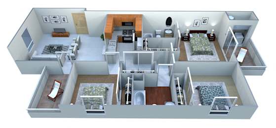 3 Bedroom Floorplan at San Lucas Apartments, Arizona, 85353