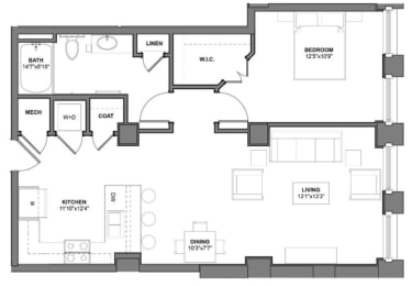 Floor Plan I_NN6 at Arcade Artist Apartments, St Louis, 63101