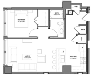Floor Plan I_T6 at Arcade Artist Apartments, St Louis, MO