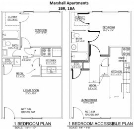 Floor Plan 1BR,1BTH