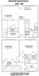  Floor Plan 2BR,1BTH