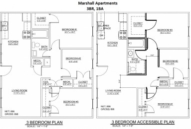  Floor Plan 3BR, 1BTH