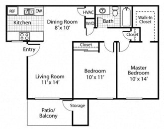 The Alexander_Santa Rosa CA_Floor Plan B1_Two Bedroom One Bathroom