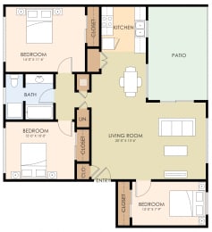  Floor Plan Three Bedroom  Bath
