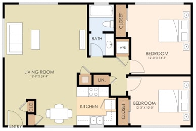  Floor Plan Two Bedroom One Bath