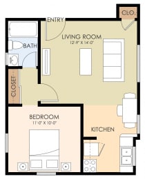 Floor Plan One Bedroom One Bath