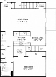 One Bedroom One Bathroom Apartment