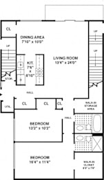  Floor Plan Two Bed Two Bath