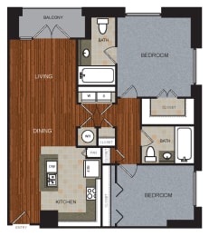 D2 Floor Plan at Berkshire Riverview, Texas, 78741