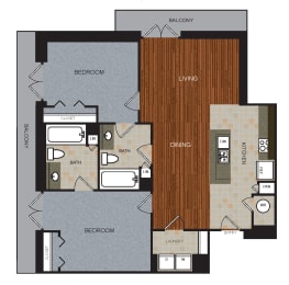 D8 Floor Plan at Berkshire Riverview, Austin, 78741