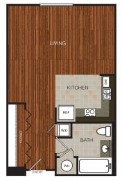 Studio 6 Floor Plan at Berkshire Riverview, Austin