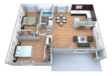  Floor Plan 2 BED 1 BATH