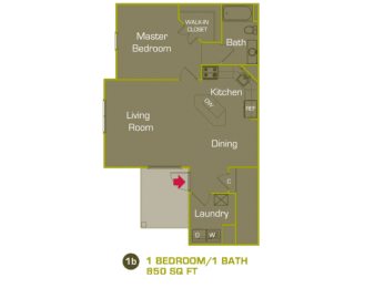 848 Square-Foot A2 Floor Plan at Woodland Trail, LaGrange, GA