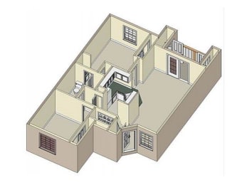  Floor Plan 2 Bedroom/ 1 Bath