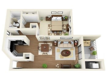 A1 1 Bed 1 Bath Floor Plan at Coral Club, Bradenton, 34210